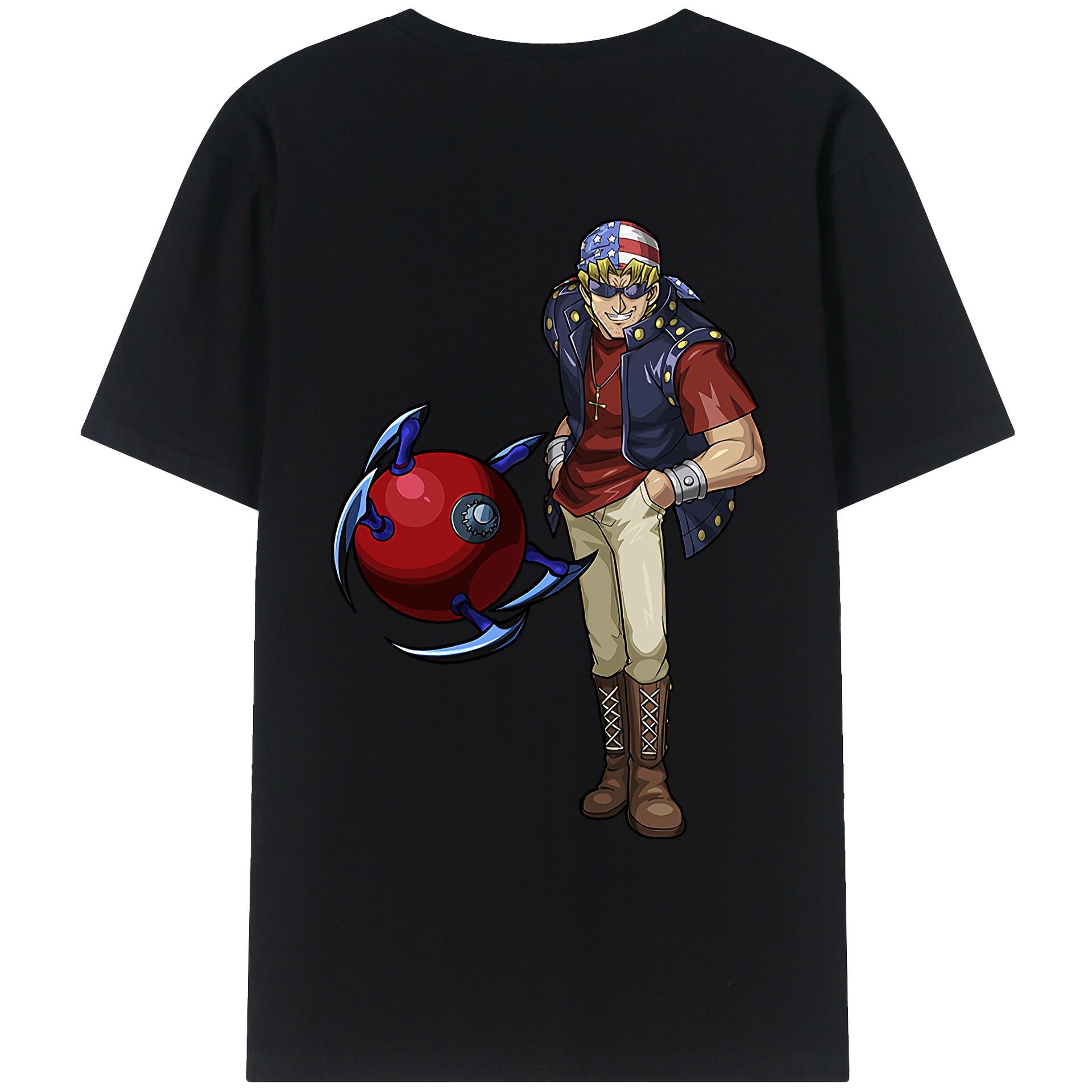 （画像用） 遊☆戯☆王 Yu-Gi-Oh! 綿100％ メンズ半袖Tシャツ（バックプリント） 通気性