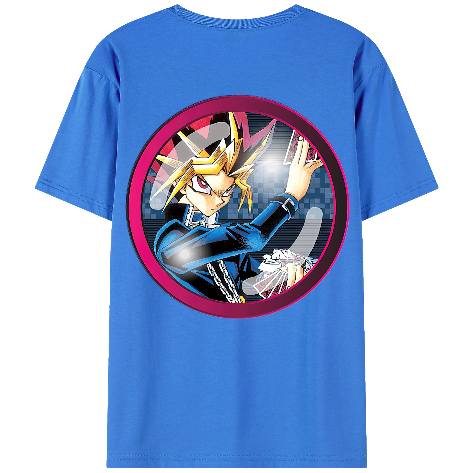 （画像用） 遊☆戯☆王 Yu-Gi-Oh! 綿100％ メンズ半袖Tシャツ（バックプリント） 通気性