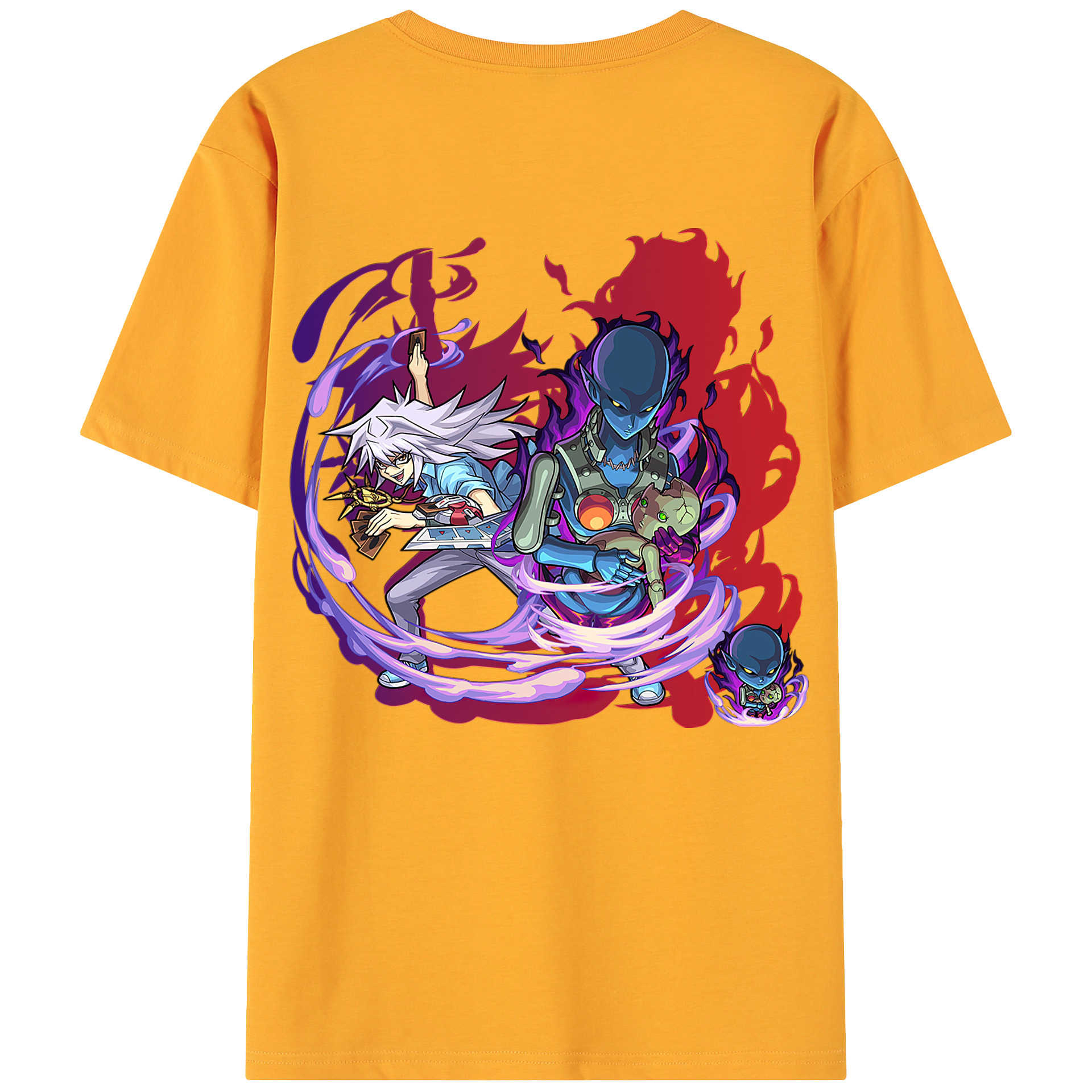 （画像用） 遊☆戯☆王 Yu-Gi-Oh! 綿100％ メンズ半袖Tシャツ（バックプリント） 通気性