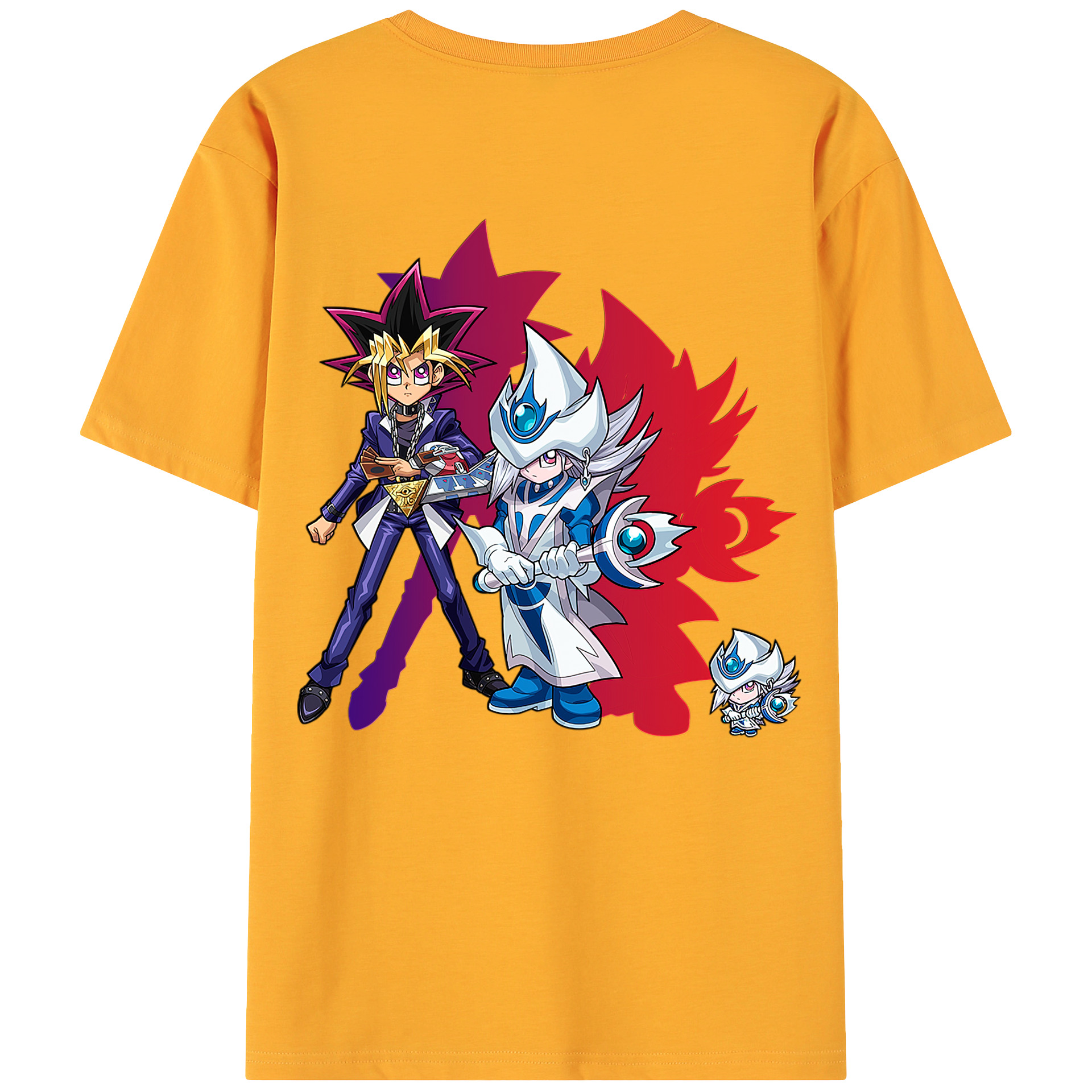 （画像用） 遊☆戯☆王 Yu-Gi-Oh! 綿100％ メンズ半袖Tシャツ（バックプリント） 通気性