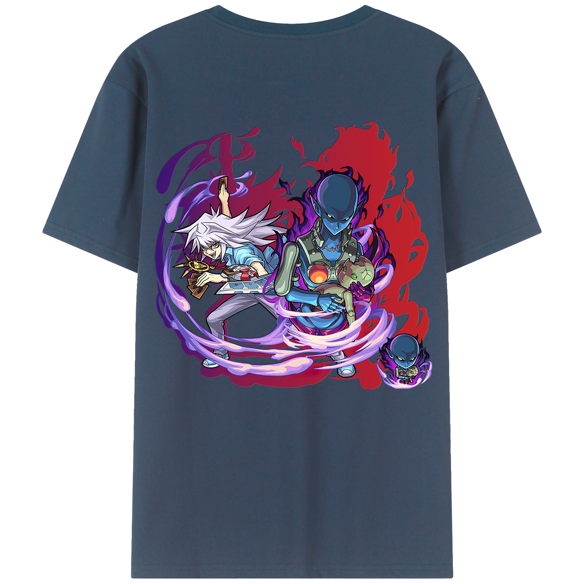 （画像用） 遊☆戯☆王 Yu-Gi-Oh! 綿100％ メンズ半袖Tシャツ（バックプリント） 通気性