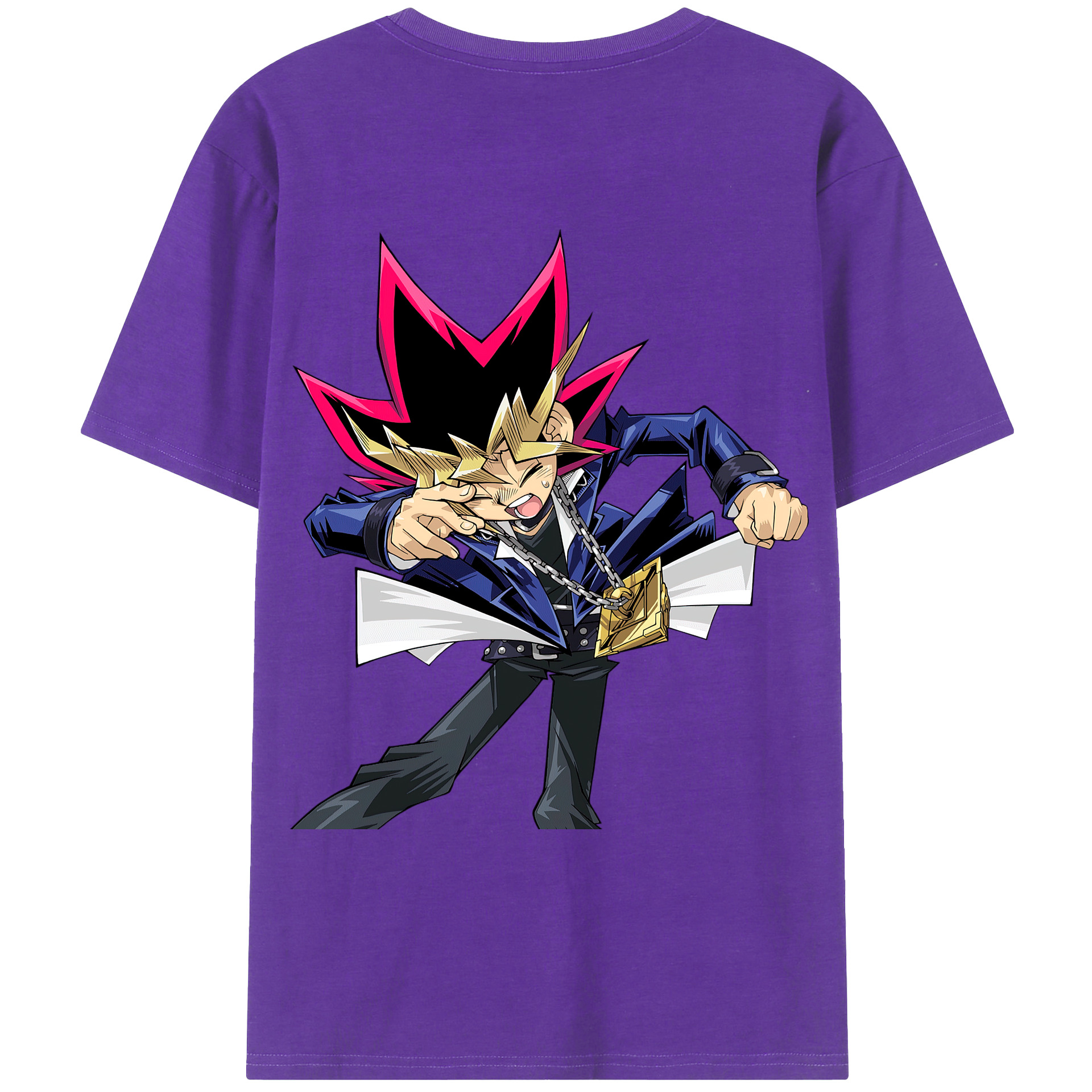 （画像用） 遊☆戯☆王 Yu-Gi-Oh! 綿100％ メンズ半袖Tシャツ（バックプリント） 通気性