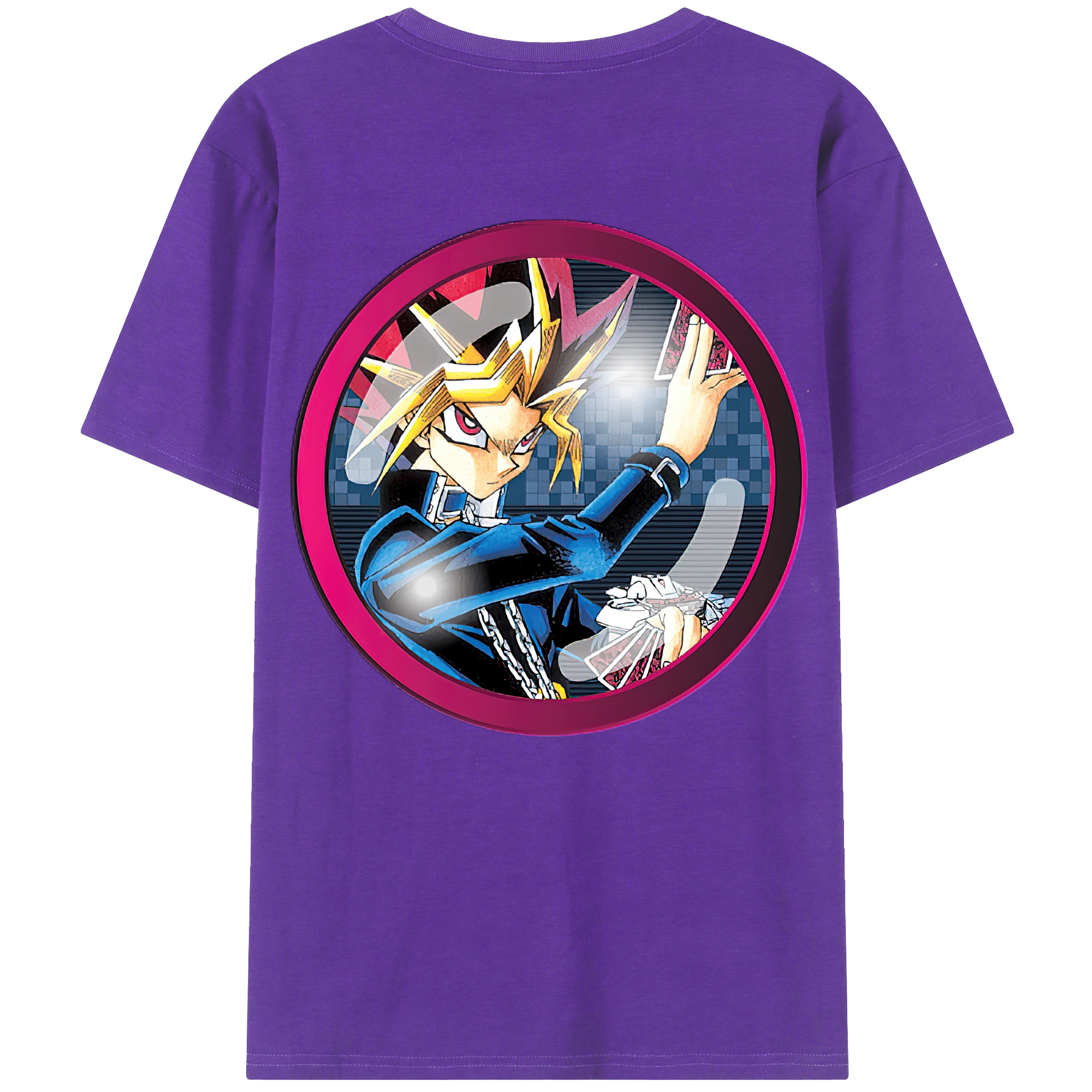 （画像用） 遊☆戯☆王 Yu-Gi-Oh! 綿100％ メンズ半袖Tシャツ（バックプリント） 通気性