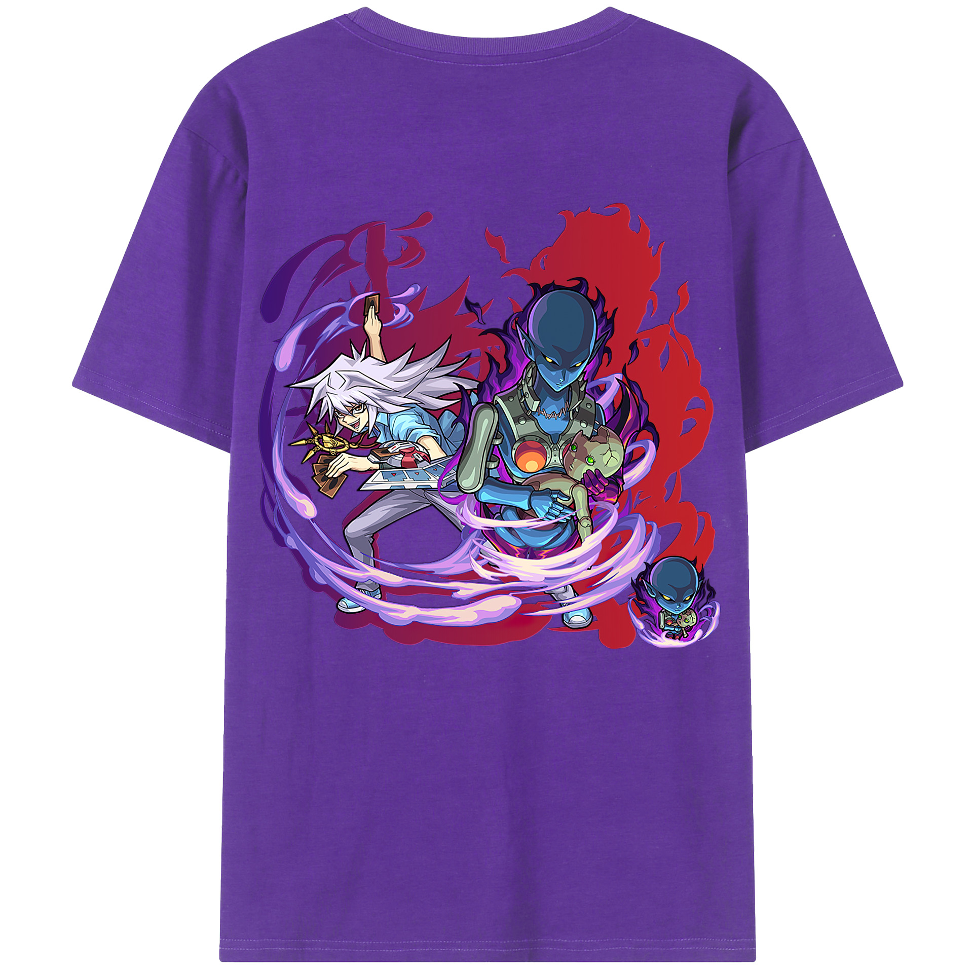 （画像用） 遊☆戯☆王 Yu-Gi-Oh! 綿100％ メンズ半袖Tシャツ（バックプリント） 通気性