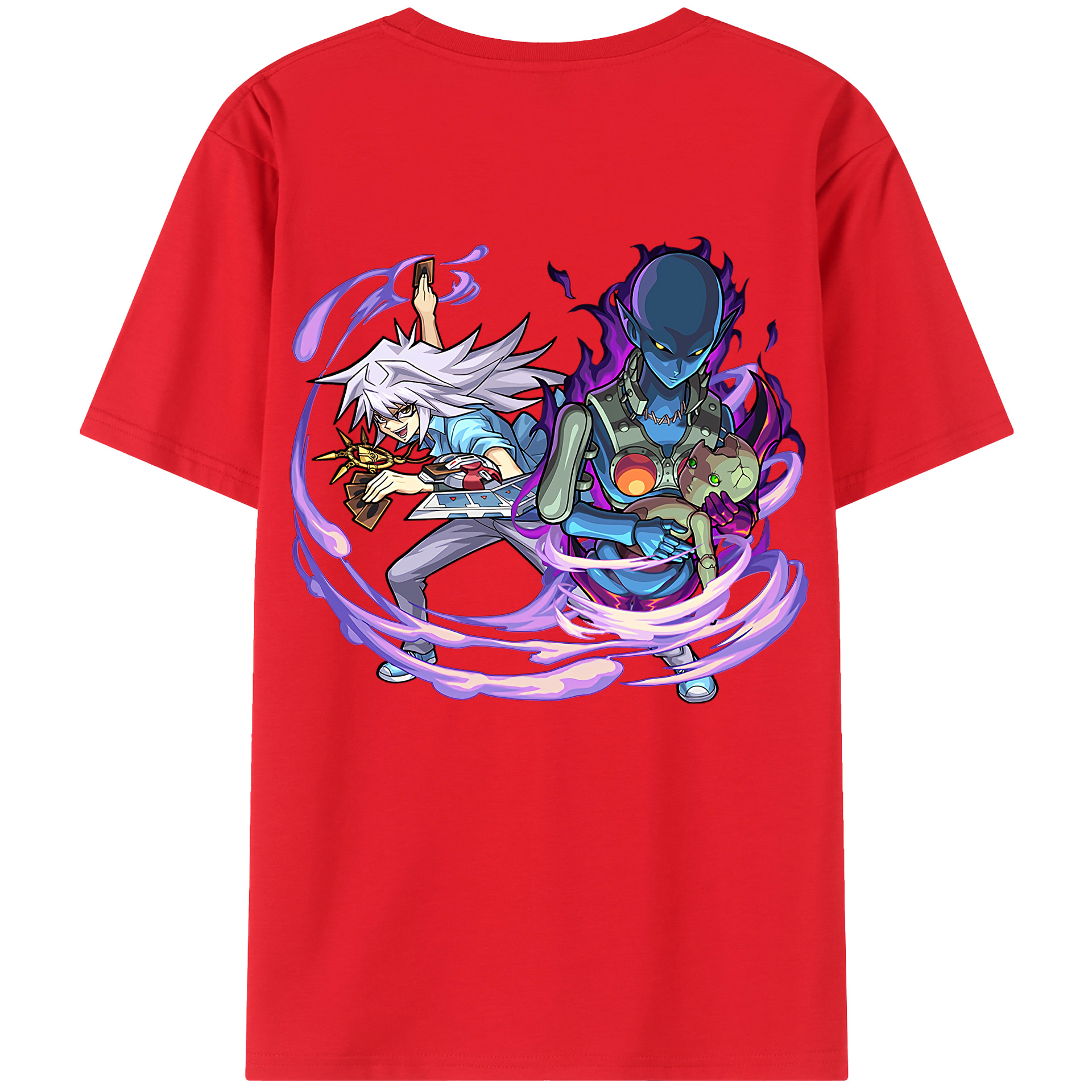 （画像用） 遊☆戯☆王 Yu-Gi-Oh! 綿100％ メンズ半袖Tシャツ（バックプリント） 通気性