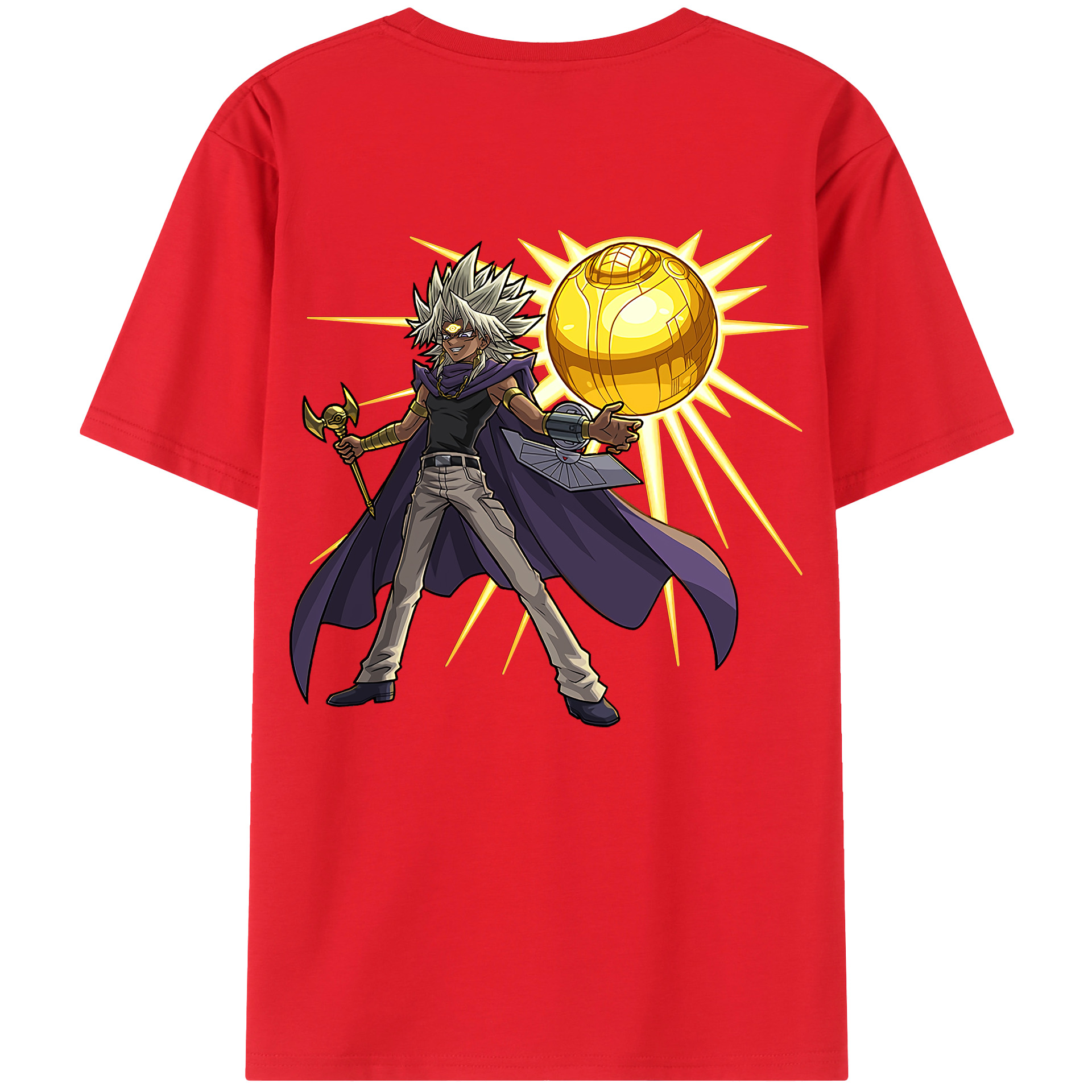 （画像用） 遊☆戯☆王 Yu-Gi-Oh! 綿100％ メンズ半袖Tシャツ（バックプリント） 通気性