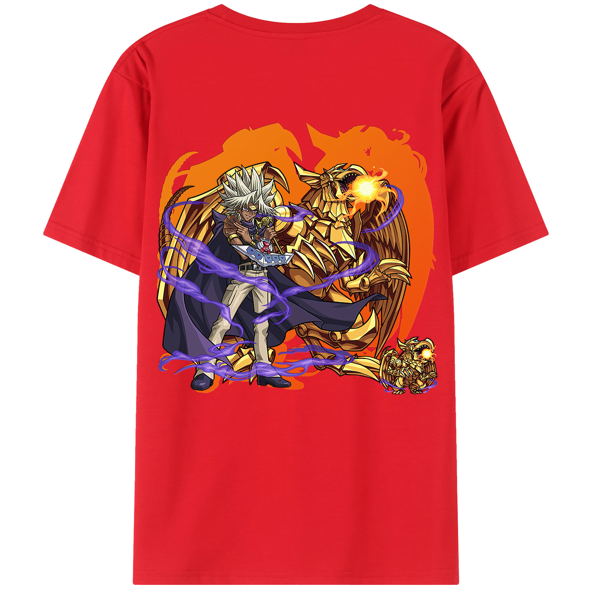 （画像用） 遊☆戯☆王 Yu-Gi-Oh! 綿100％ メンズ半袖Tシャツ（バックプリント） 通気性