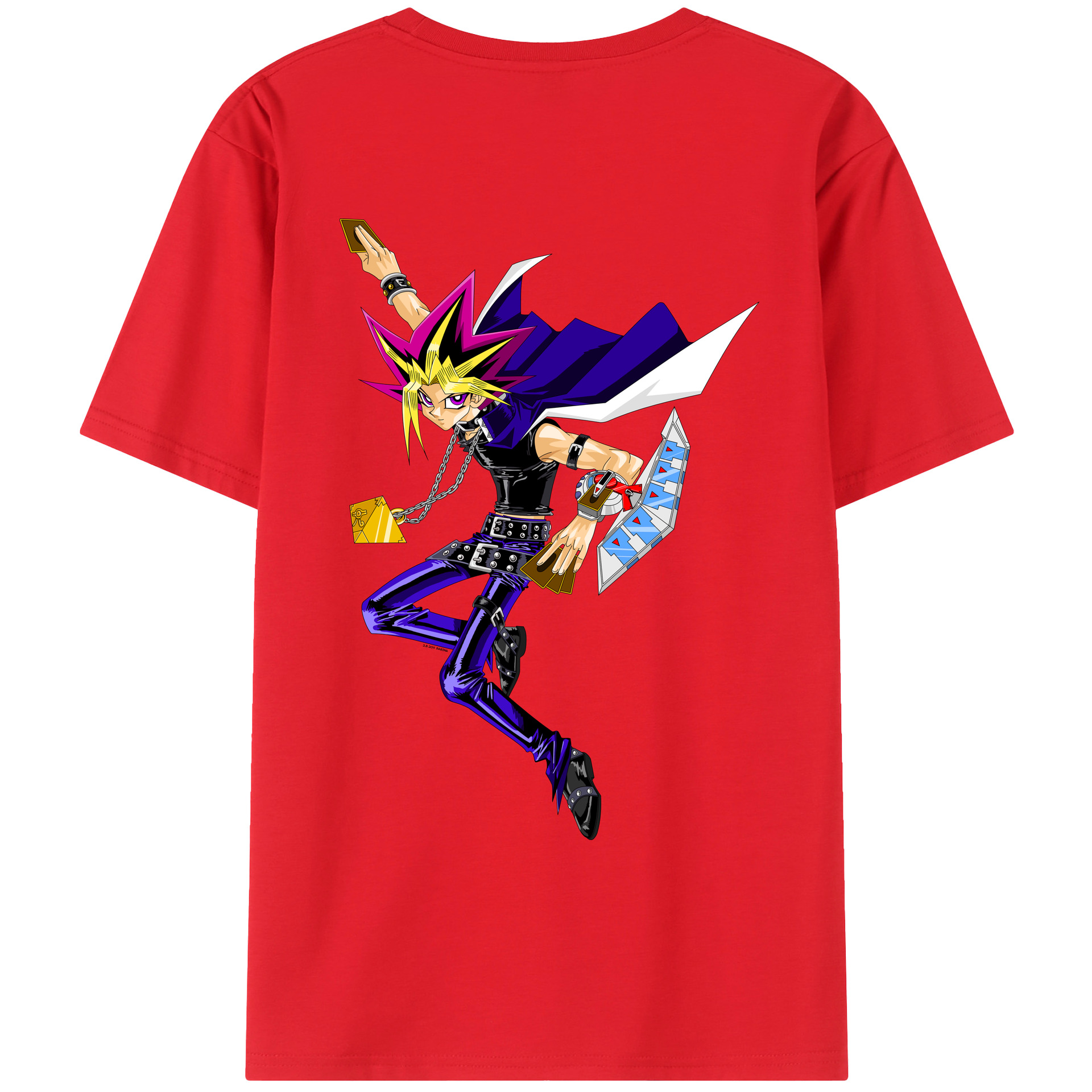 （画像用） 遊☆戯☆王 Yu-Gi-Oh! 綿100％ メンズ半袖Tシャツ（バックプリント） 通気性