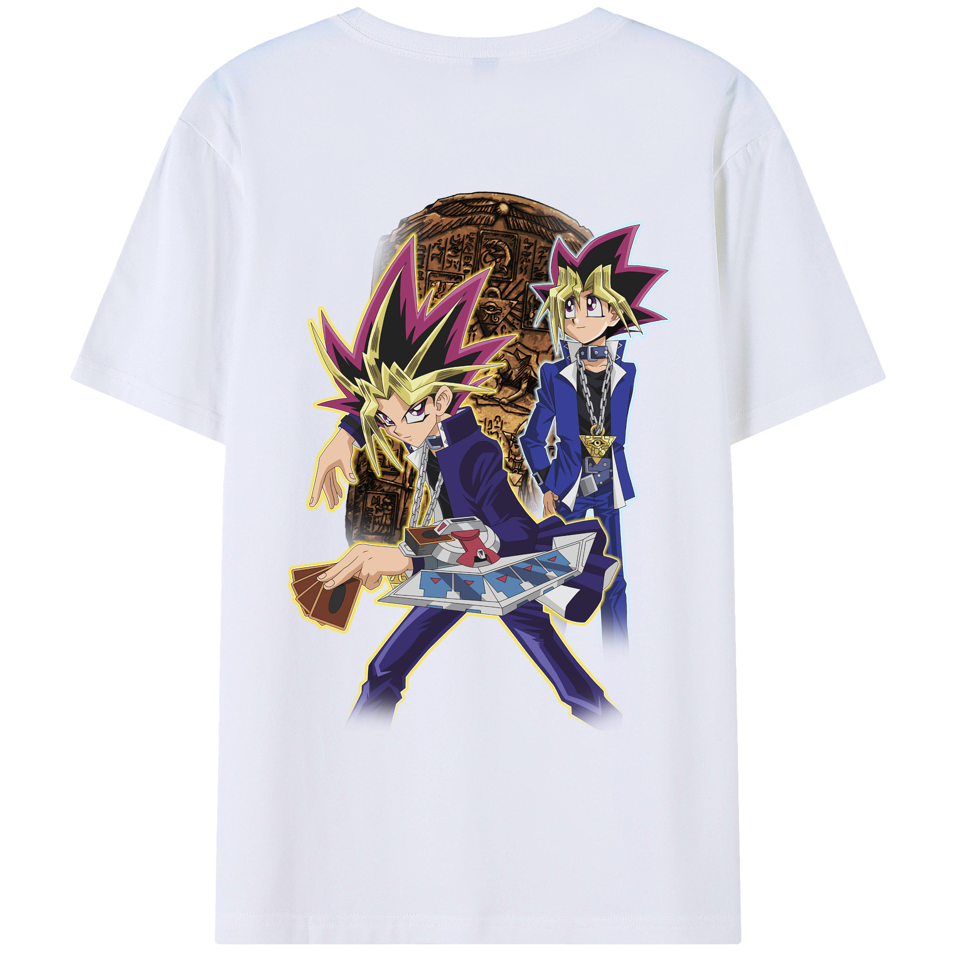 （画像用） 遊☆戯☆王 Yu-Gi-Oh! 綿100％ メンズ半袖Tシャツ（バックプリント） 通気性