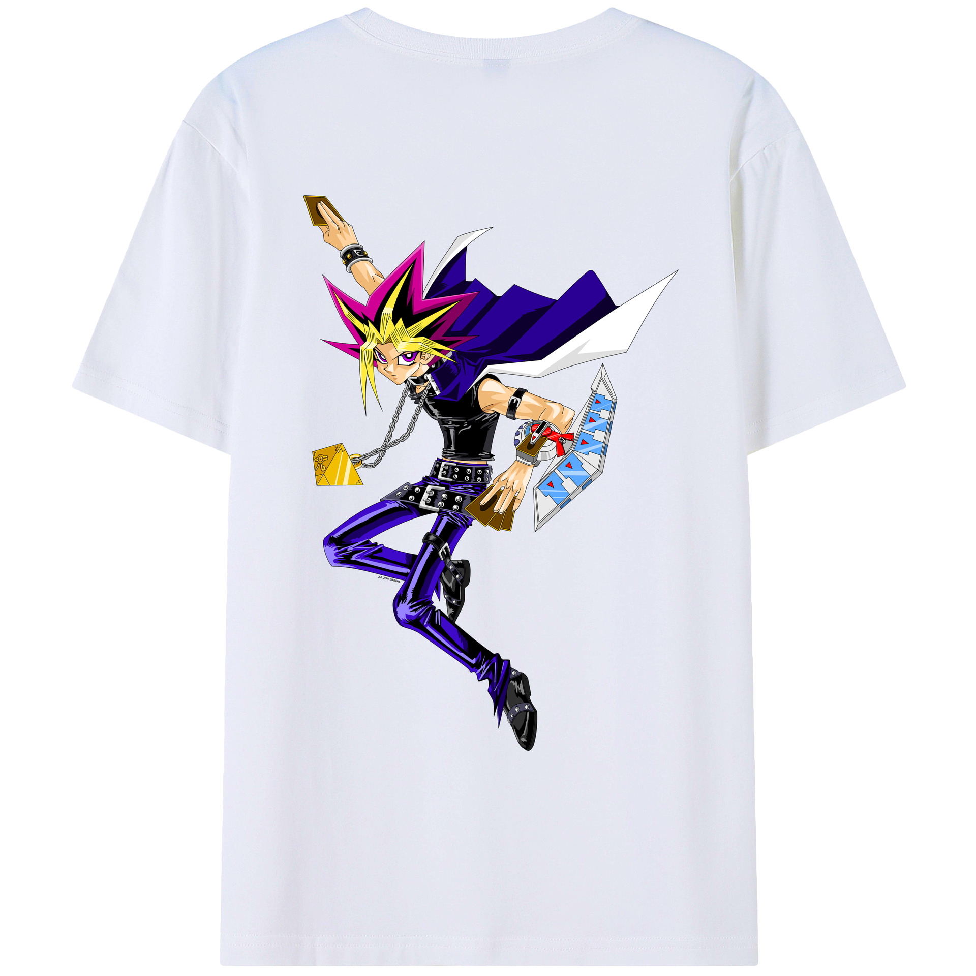 （画像用） 遊☆戯☆王 Yu-Gi-Oh! 綿100％ メンズ半袖Tシャツ（バックプリント） 通気性