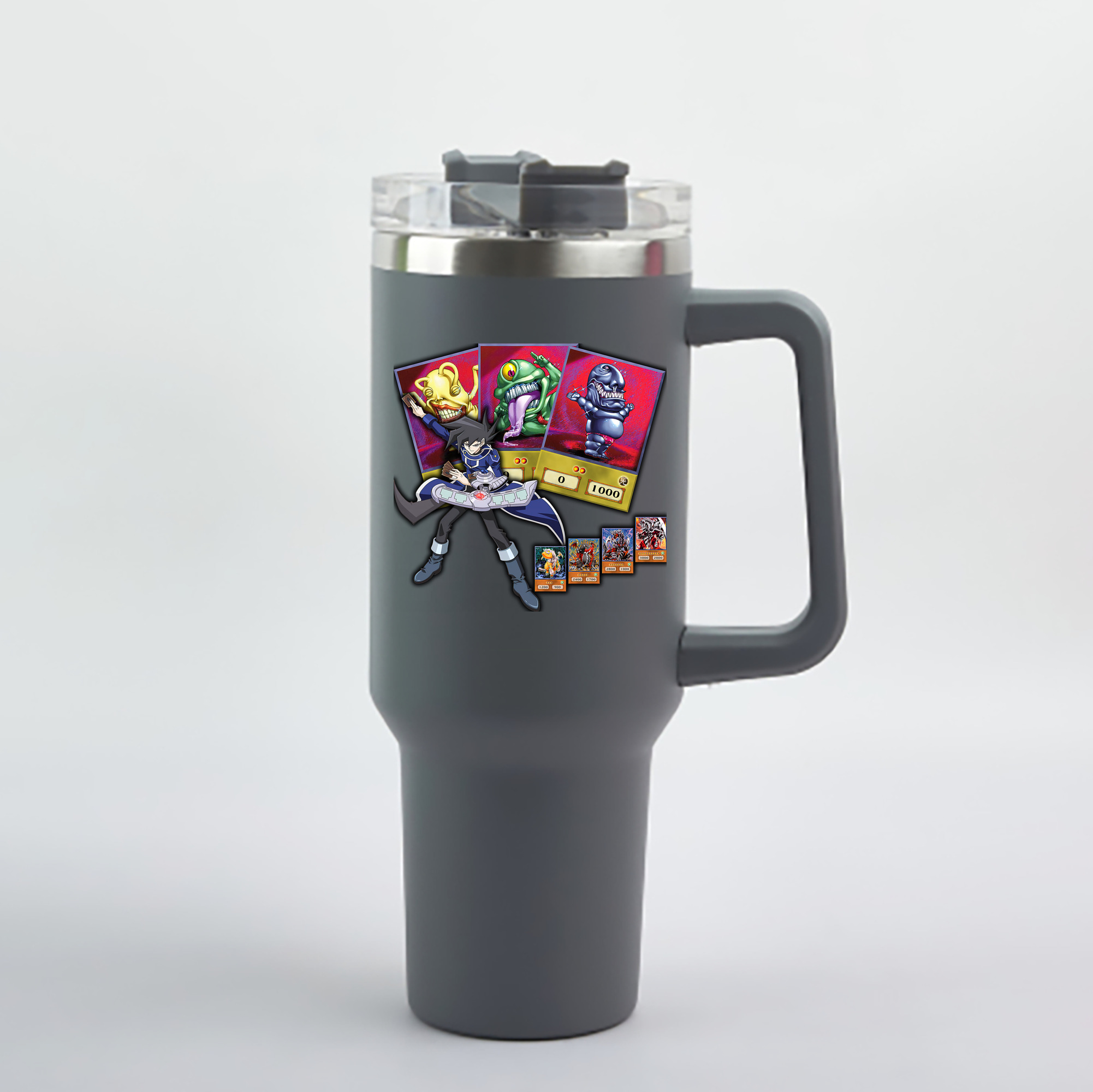 （画像用） 遊☆戯☆王 Yu-Gi-Oh! 1200mL車用タンブラー - クリスタルステッカー（プラスチックストロー付き）