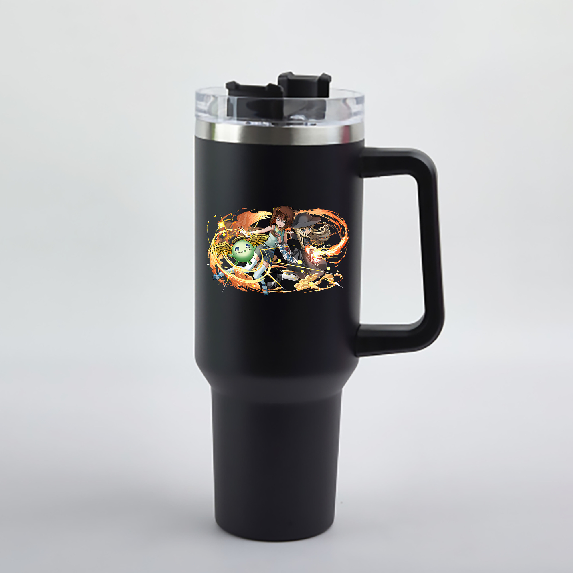 （画像用） 遊☆戯☆王 Yu-Gi-Oh! 1200mL車用タンブラー - クリスタルステッカー（プラスチックストロー付き）