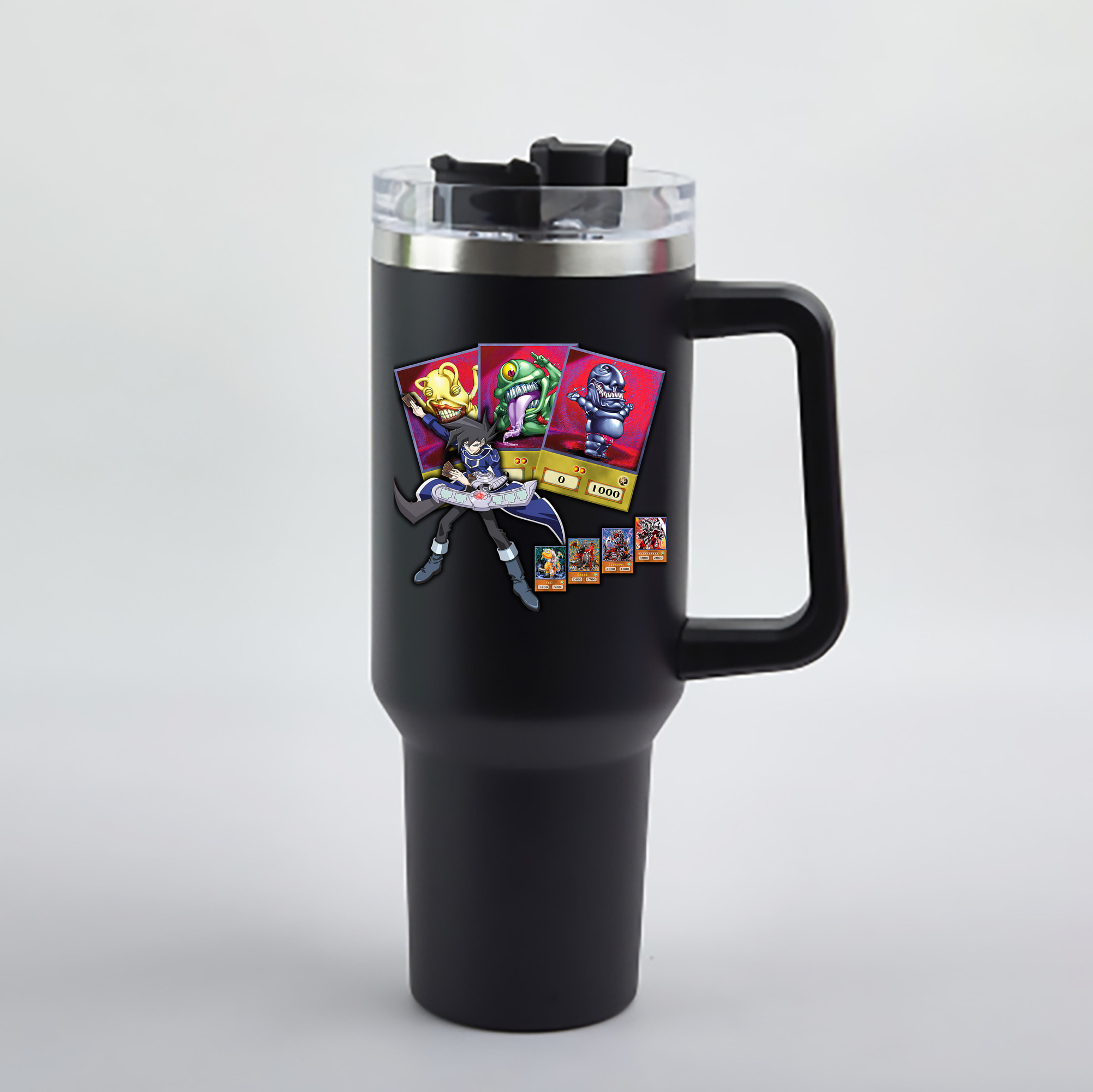 （画像用） 遊☆戯☆王 Yu-Gi-Oh! 1200mL車用タンブラー - クリスタルステッカー（プラスチックストロー付き）